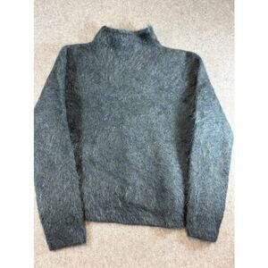 Amore Fuzzy Mohair Blend Mock Neck Sweater Mens XL Blue Gray Shaggy Knit Grunge